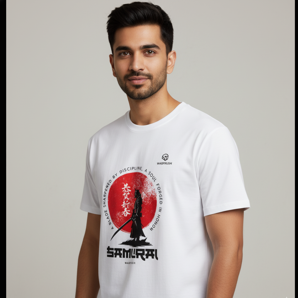 Samurai Red Moon | Premium Unisex Oversized T-Shirt | WarpRush